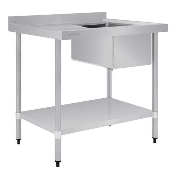 Vogue Single Bowl Sink L/H Drainer - 1000mm x 700mm 90mm Drain