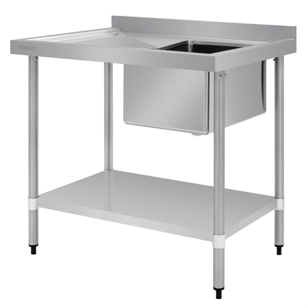 Vogue Single Bowl Sink L/H Drainer - 1000mm x 700mm 90mm Drain