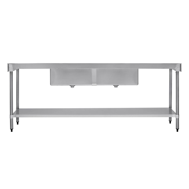 Vogue Double Bowl Sink Double Drainer - 2400mm x 700mm 90mm Drain