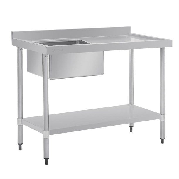 Vogue Single Bowl Sink R/H Drainer - 1200mm 90mm Drain