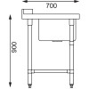 Vogue Dishwasher Inlet Table with Sink 90mm outlet - 1800x700x960mm L/H