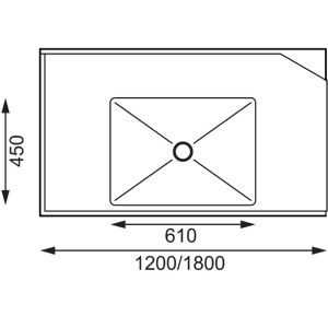 Vogue Dishwasher Inlet Table with Sink 90mm outlet - 1800x700x960mm L/H