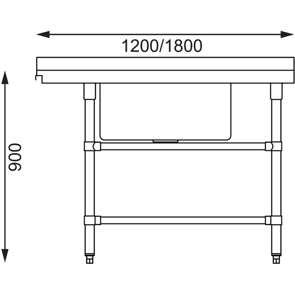 Vogue Dishwasher Inlet Table with Sink 90mm outlet - 1800x700x960mm R/H