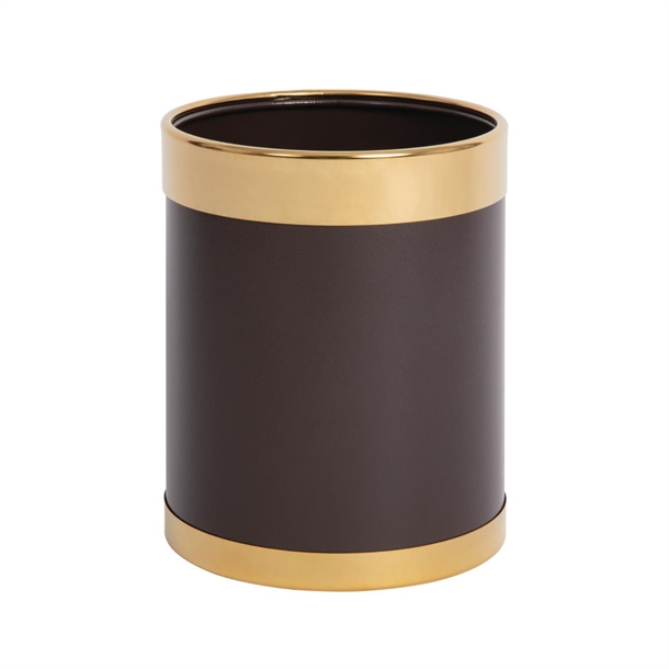 Bolero Waste Paper Bin Brown with Gold Rim 10.2Ltr