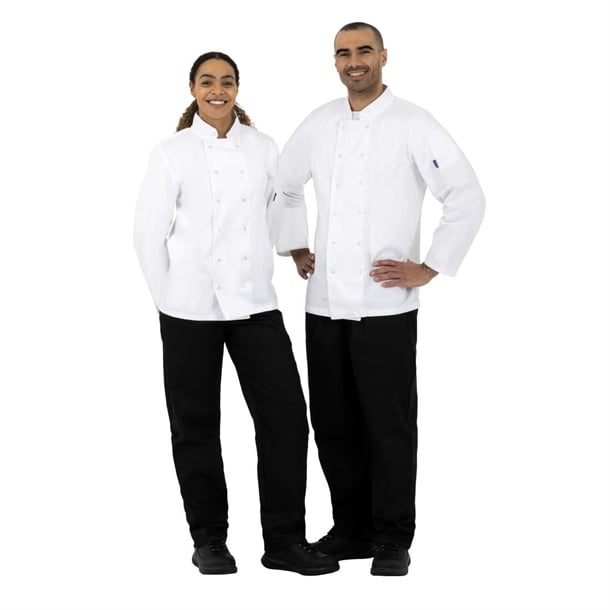 Whites Vegas Unisex Chef Jackets Long Sleeve White L (5 Pack)