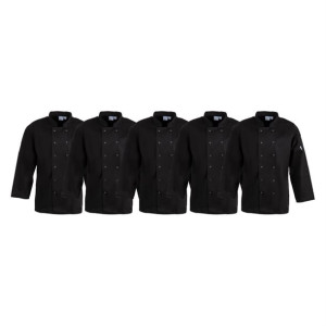 Whites Vegas Chefs Jacket Long Sleeve Black Size XL (5 Pack)