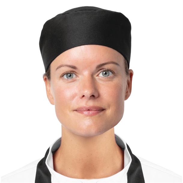 Nisbets Essentials Chef Skull Caps Black (2 Pack)