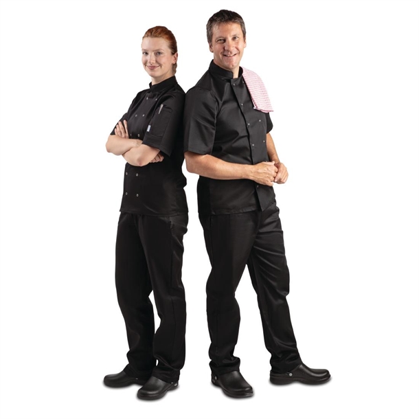 Whites Vegas Unisex Chef Jackets Short Sleeve Black