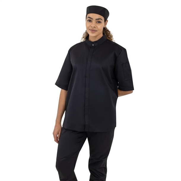 Southside Band Collar Unisex Chef Jacket Black