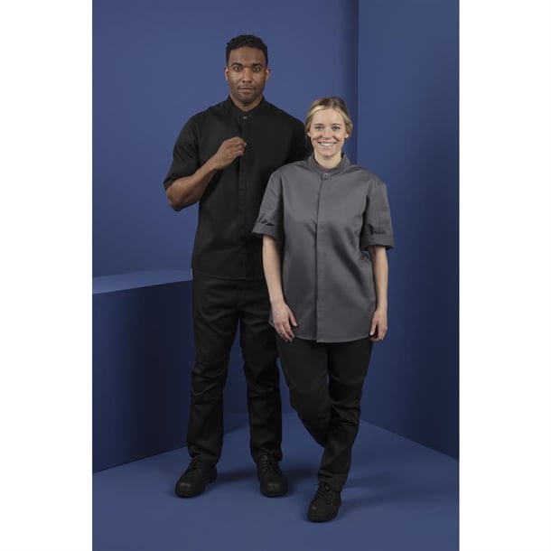 Southside Band Collar Unisex Chef Jacket Black