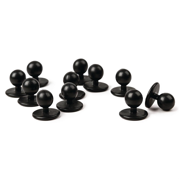 Whites Stud Buttons Black (12 Pack)