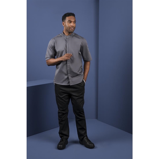 Southside Band Collar Unisex Chef Jacket Charcoal