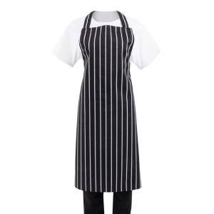 Whites Bib Apron Black/White Butchers Stripe