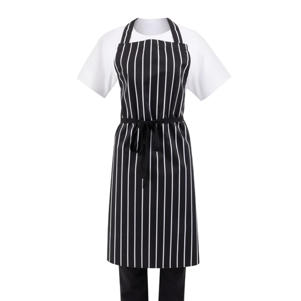 Whites Bib Apron Black/White Butchers Stripe