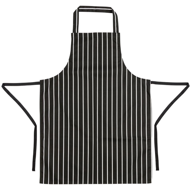 Whites Bib Apron Black/White Butchers Stripe
