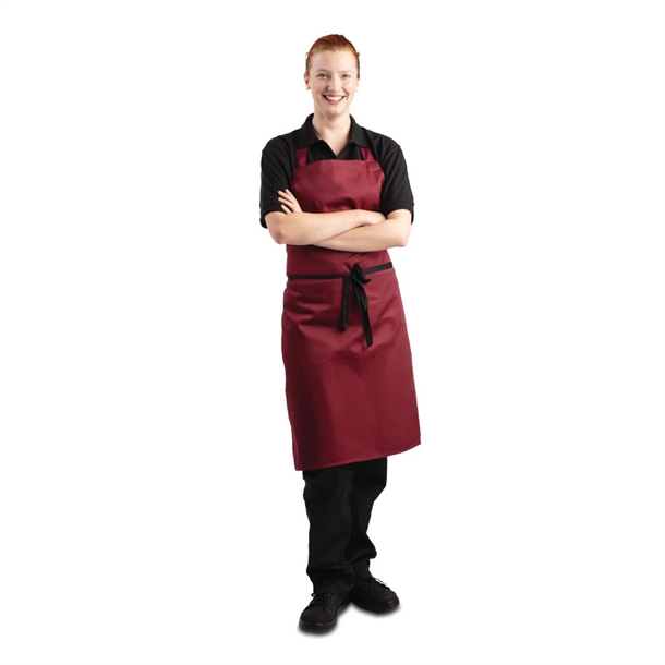 Whites Bib Apron Polycotton Burgundy