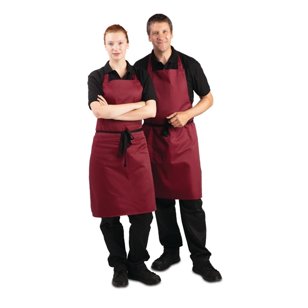 Whites Bib Apron Polycotton Burgundy