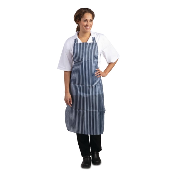 Whites Water Resistant Bib Apron Blue/White Stripe