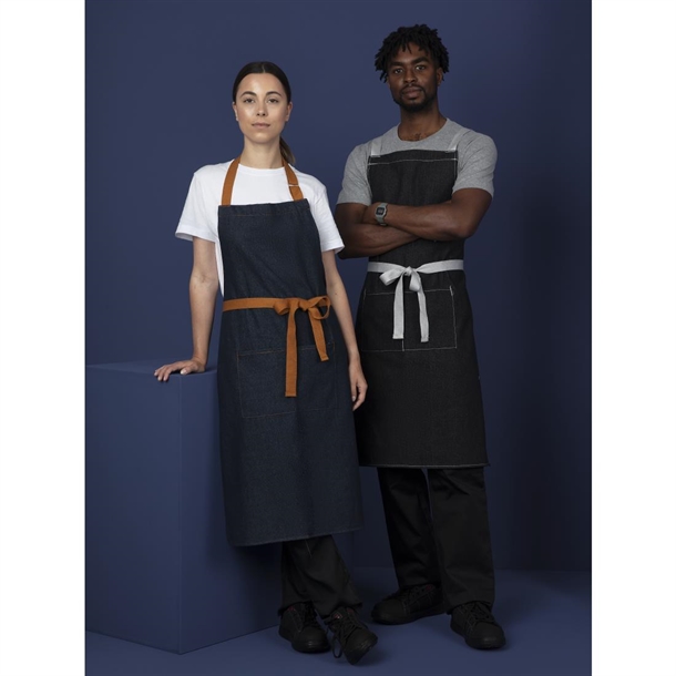 Southside Bib Apron Denim Blue with Tan Ties