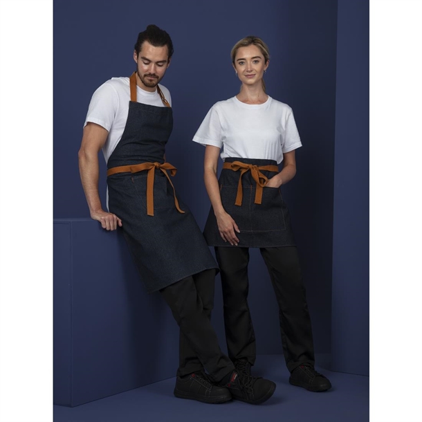 Southside Bib Apron Denim Blue with Tan Ties