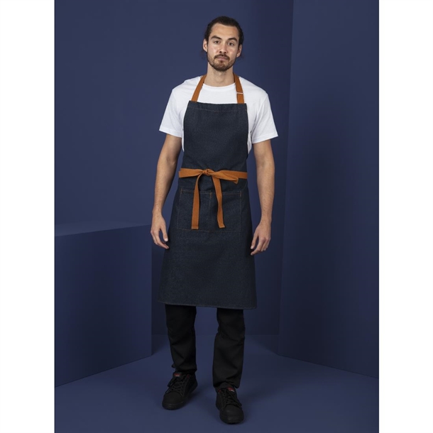 Southside Bib Apron Denim Blue with Tan Ties