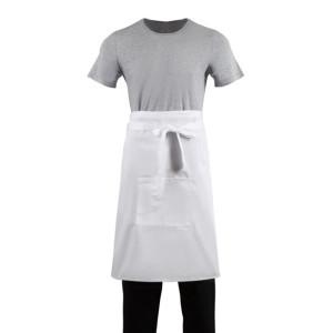 Whites Bistro Apron Polycotton White with Pocket