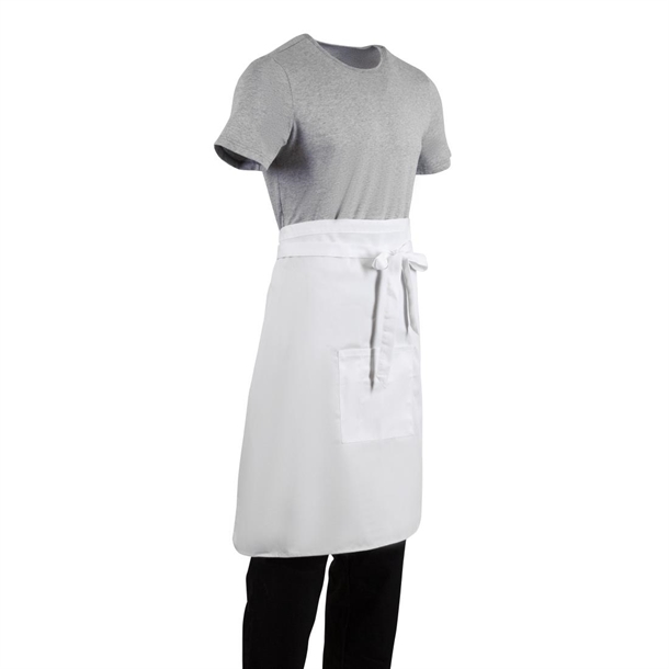 Whites Bistro Apron Polycotton White with Pocket