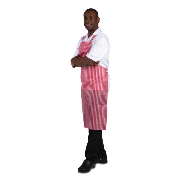 Whites Water Resistant Bib Apron Red/White Stripe