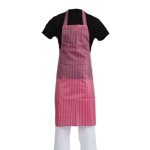 Whites Water Resistant Bib Apron Red/White Stripe
