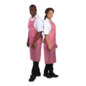 Whites Water Resistant Bib Apron Red/White Stripe