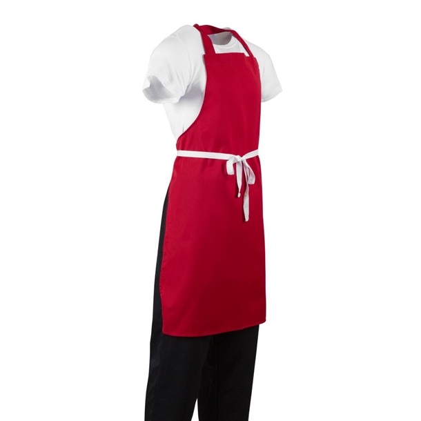 Whites Bib Apron Polycotton Red