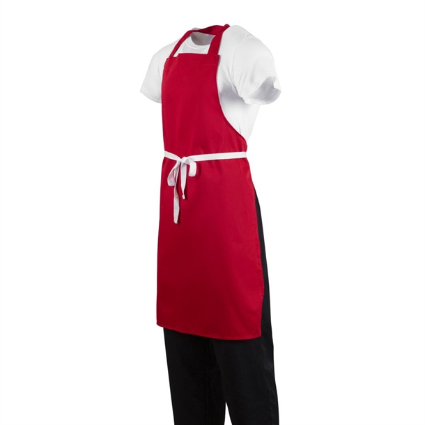 Whites Bib Apron Polycotton Red
