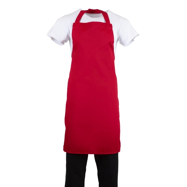 Whites Bib Apron Polycotton Red