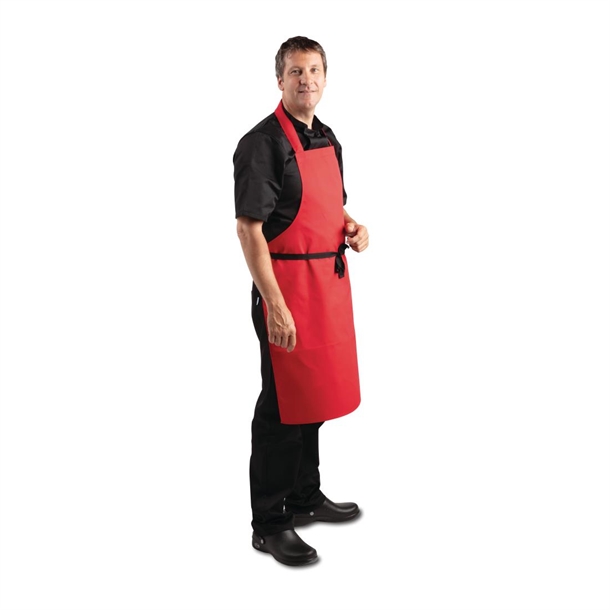 Whites Bib Apron Polycotton Red