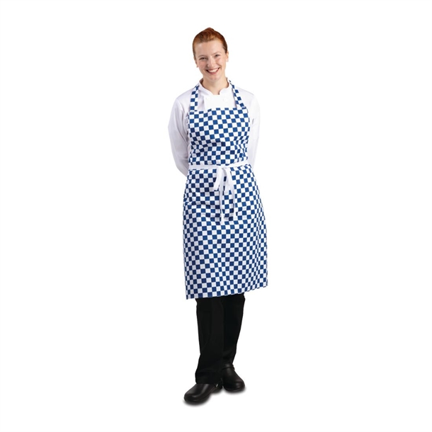 Whites Bib Apron Polycotton Blue/White Check