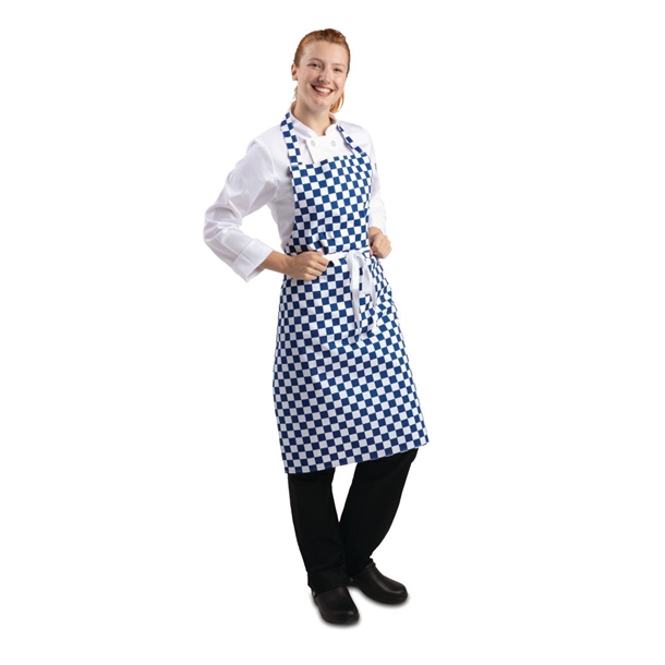 Whites Bib Apron Polycotton Blue/White Check