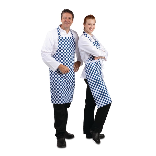 Whites Bib Apron Polycotton Blue/White Check