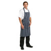 Whites Butchers Stripe Bib Apron with Pocket Blue/White
