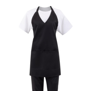 Whites V Neck Service Apron Black