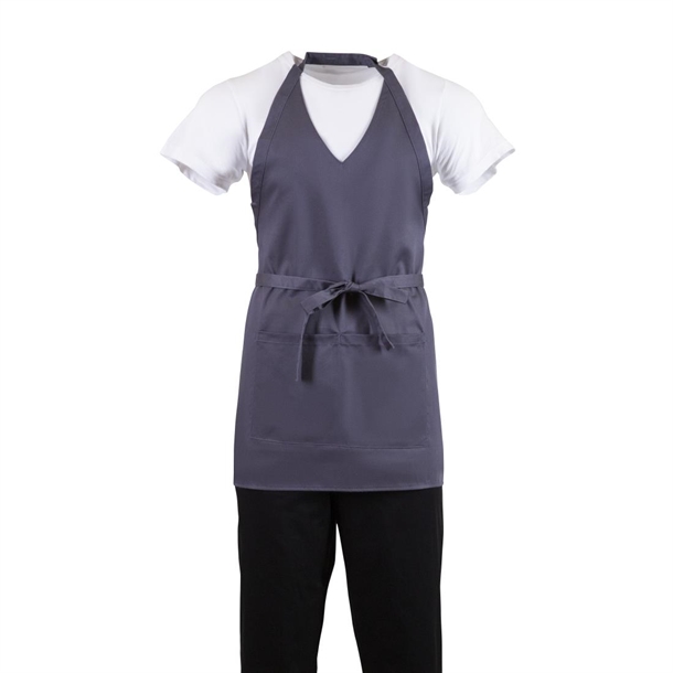 Whites V Neck Service Bib Apron Charcoal