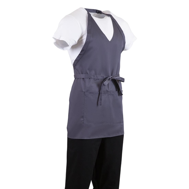 Whites V Neck Service Bib Apron Charcoal