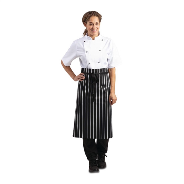 Whites Bistro Apron Black/White Butchers Stripe