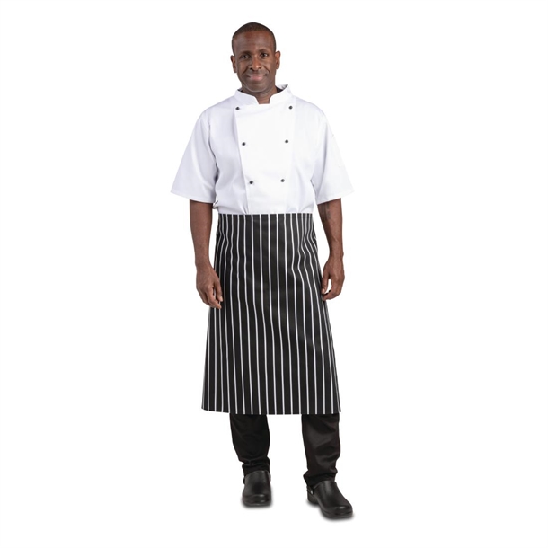 Whites Bistro Apron Black/White Butchers Stripe