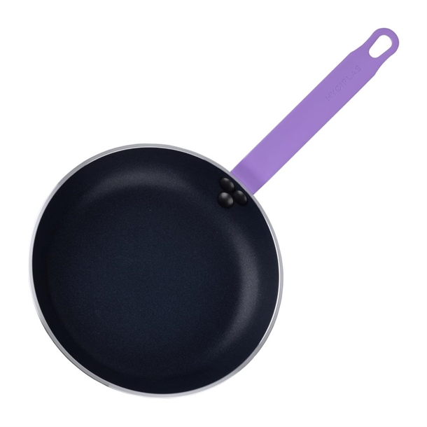 Hygiplas Aluminium Non-stick Teflon Platinum Plus Frying Pan with Purple Handle 240mm