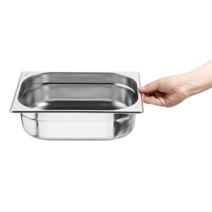 Nisbets Essentials Stainless Steel 1/2 Gastronorm Tray 100mm (3 Pack)