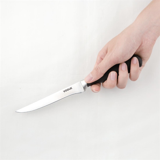 Vogue Soft Grip Boning Knife Black 128mm