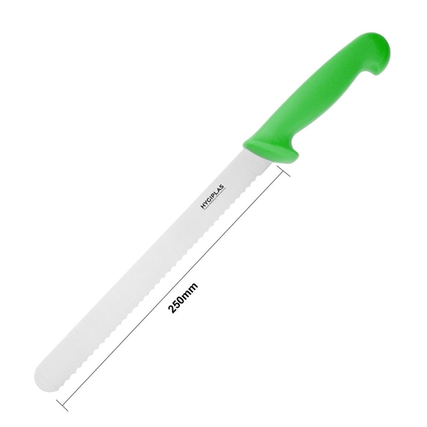 Hygiplas Slicer Serrated Green Knife 250mm
