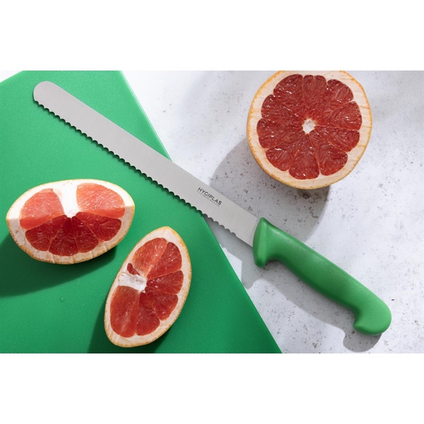 Hygiplas Slicer Serrated Green Knife 250mm