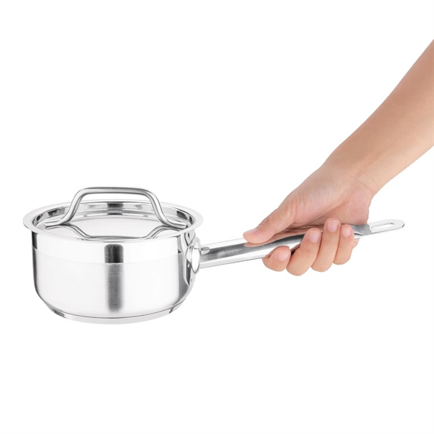 Nisbets Essentials Stainless Steel Saucepan With Lid 160mm