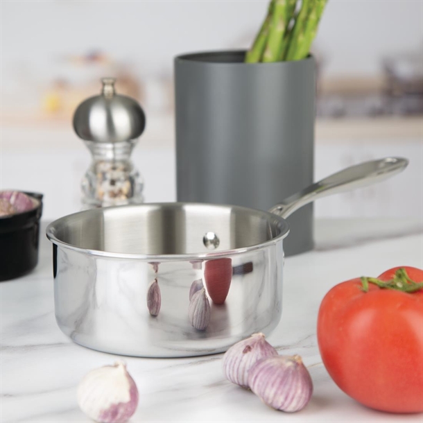 Vogue Stainless Steel & Aluminium Tri-Wall Saucepan 140mm